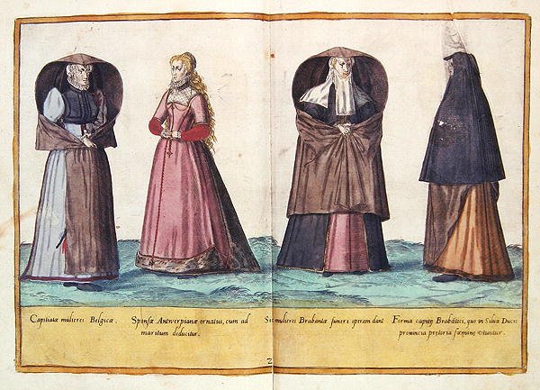 أزياء من القرن السادس عشر مأخوذة من "Images of All Poene People" ، نُشرت في كولونيا بواسطة إبراهيم دي بروين