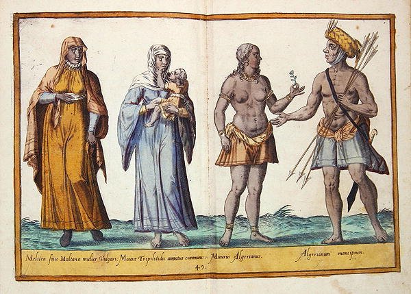 أزياء من القرن السادس عشر من "صور كل الأمم القرطاجية" ، نُشرت في كولونيا بواسطة إبراهيم دي بروين