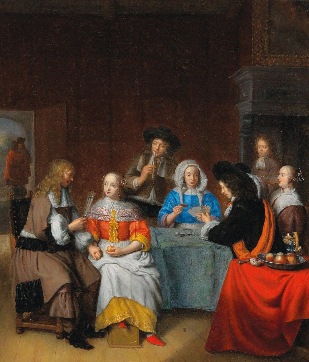 أوراق لعب داخلية مع مجتمع أنيق ، 1660. بواسطة أبراهام فان ديك