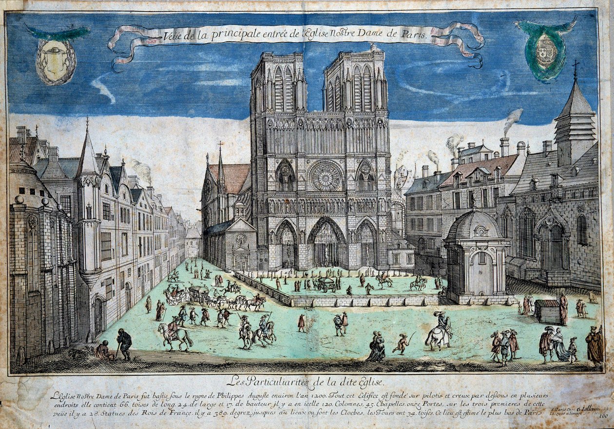 منظر لبارفيس نوتردام في نقش باريس بواسطة أبراهام فان ميرلين (1579-1650). 1640 باريس. متحف نوتردام بواسطة ابراهام فان ميرلين