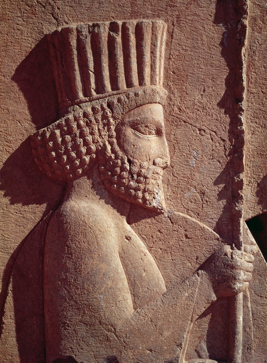 تفاصيل لجندي فارسي ، من إفريز بارز على الدرج الشرقي إلى Apadana (قاعة الجمهور) الفترة الأخمينية ، حوالي 515 قبل الميلاد (الحجر الجيري) بواسطة الأخمينية