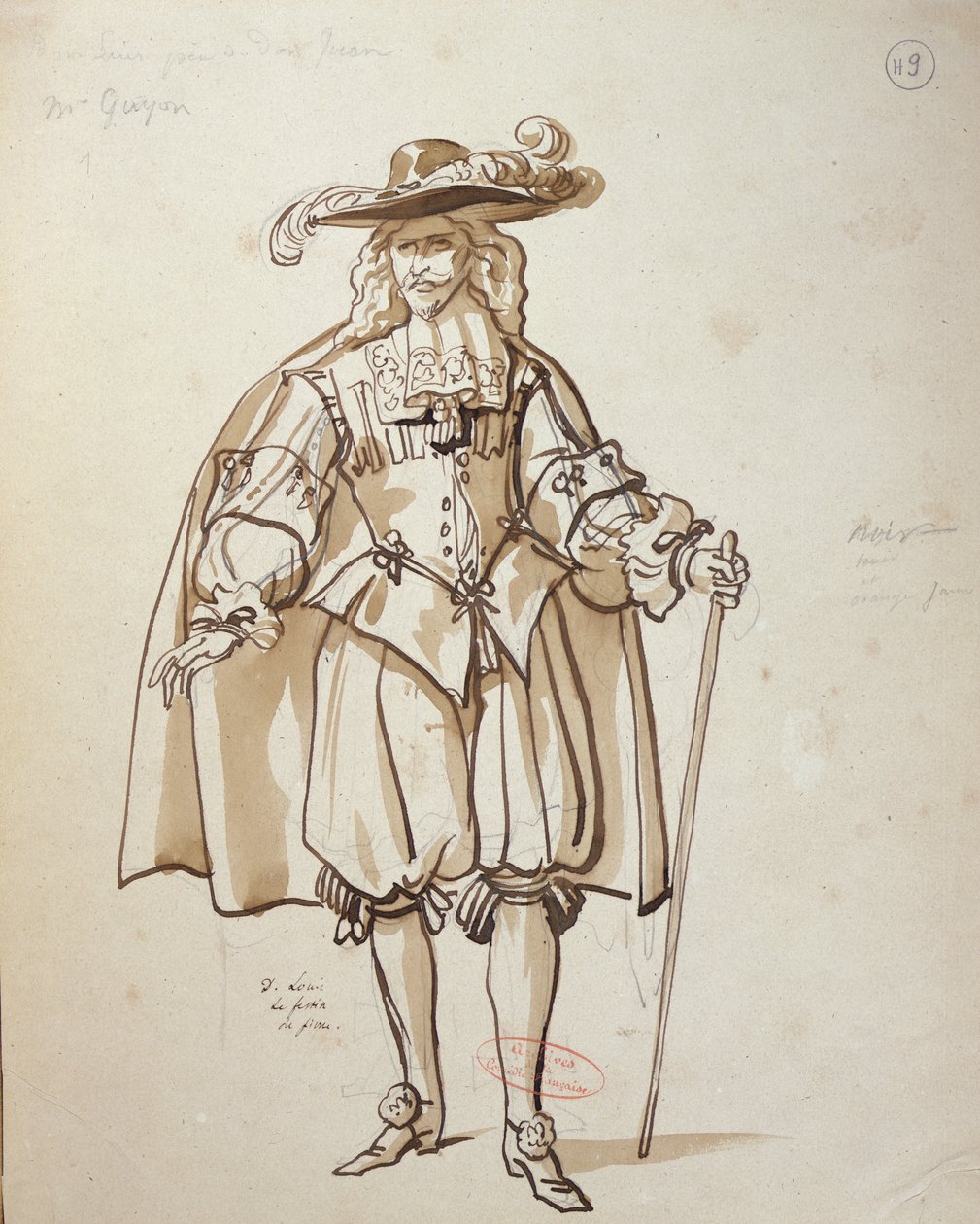 تصميم الأزياء لإنتاج 1847 لـ "Don Juan" بواسطة Moliere (1622-73) في Comedie Française (القلم والحبر والمرحاض على الورق) بواسطة أخيل ديفيريا