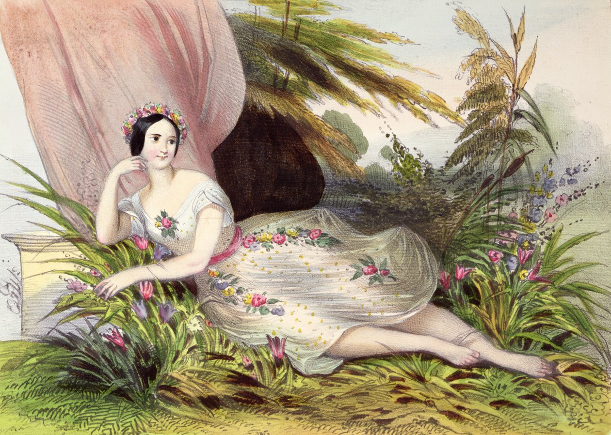 ماريا تاجليوني (1804-1884) في "مشهد الزهور" ، من "ألبوم دي لوبرا" ، منتصف القرن التاسع عشر بواسطة أخيل ديفيريا