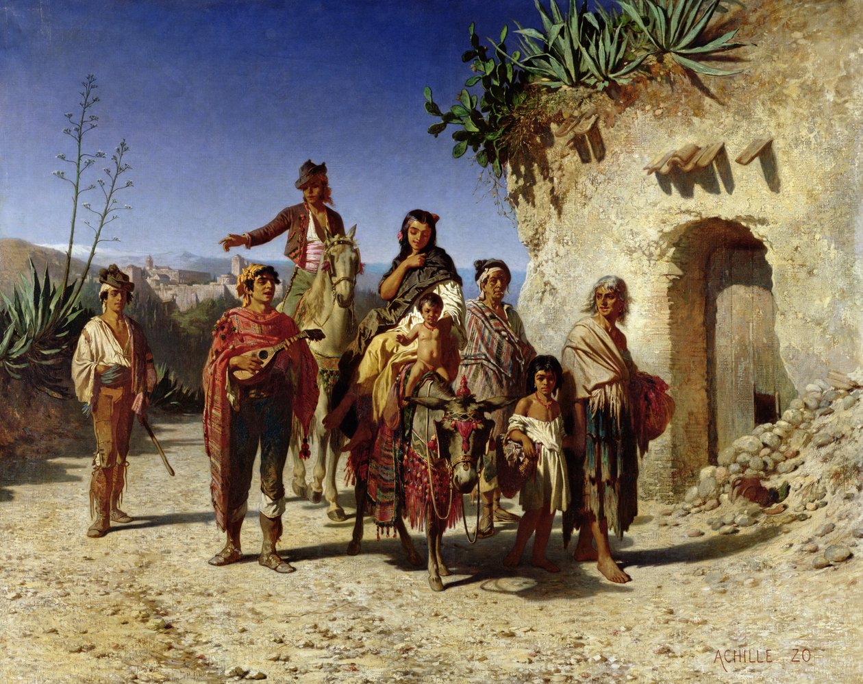 عائلة غجرية على الطريق ، c.1861 بواسطة Achille Zo