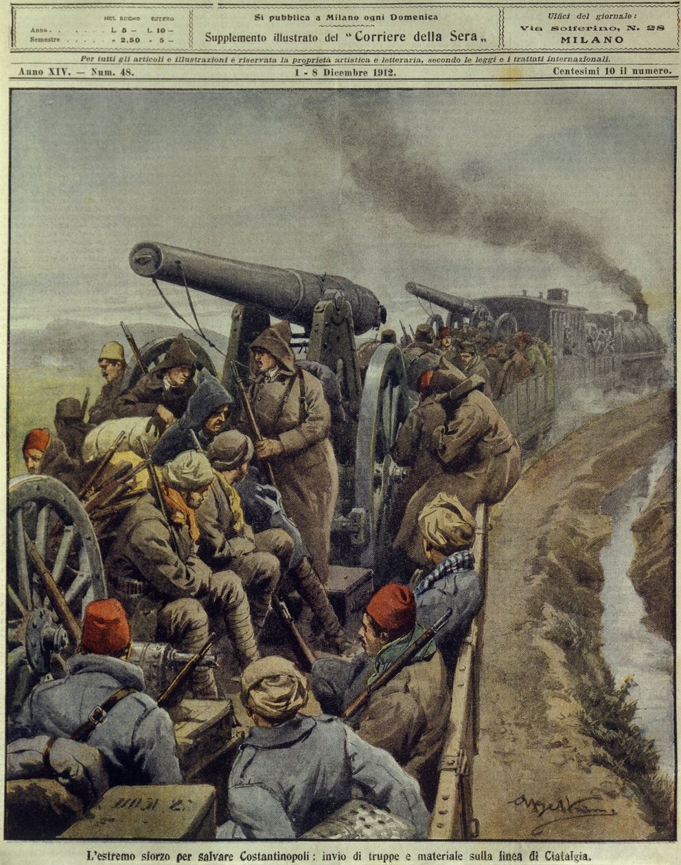 Balkan Wars (1912-1913), Last effort to save Constantinople sending troops and goods to Ciafalda line, December 1 بواسطة أخيل بيلترام