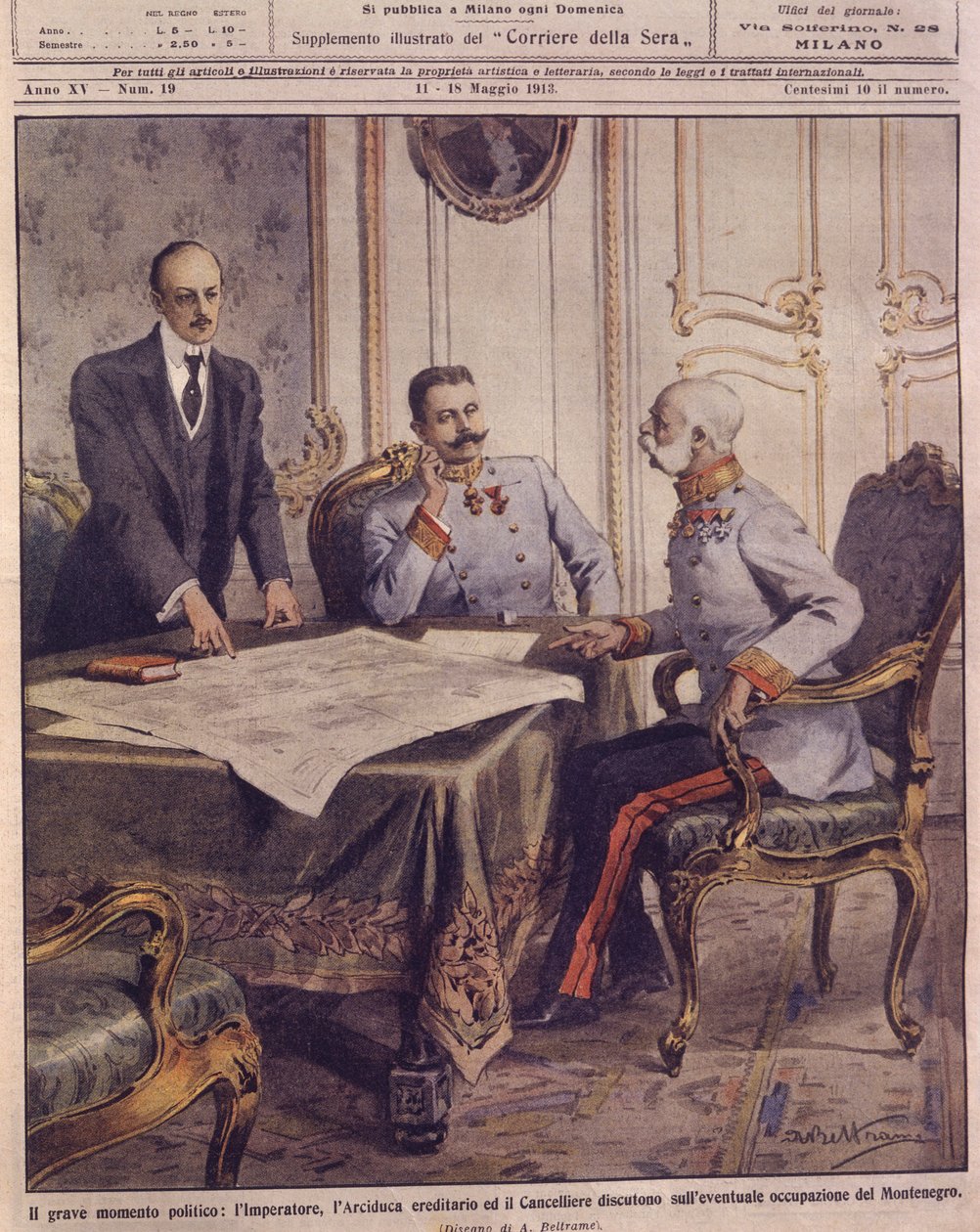 Cover illustration of Emperor of Austria discussing possible occupation of Montenegro بواسطة أخيل بيلترام