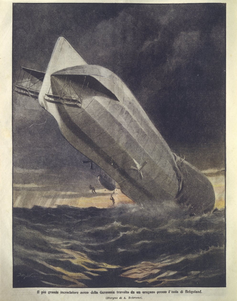 Cover illustration of German cruiser being swept away by hurricane near Heligoland Island بواسطة أخيل بيلترام