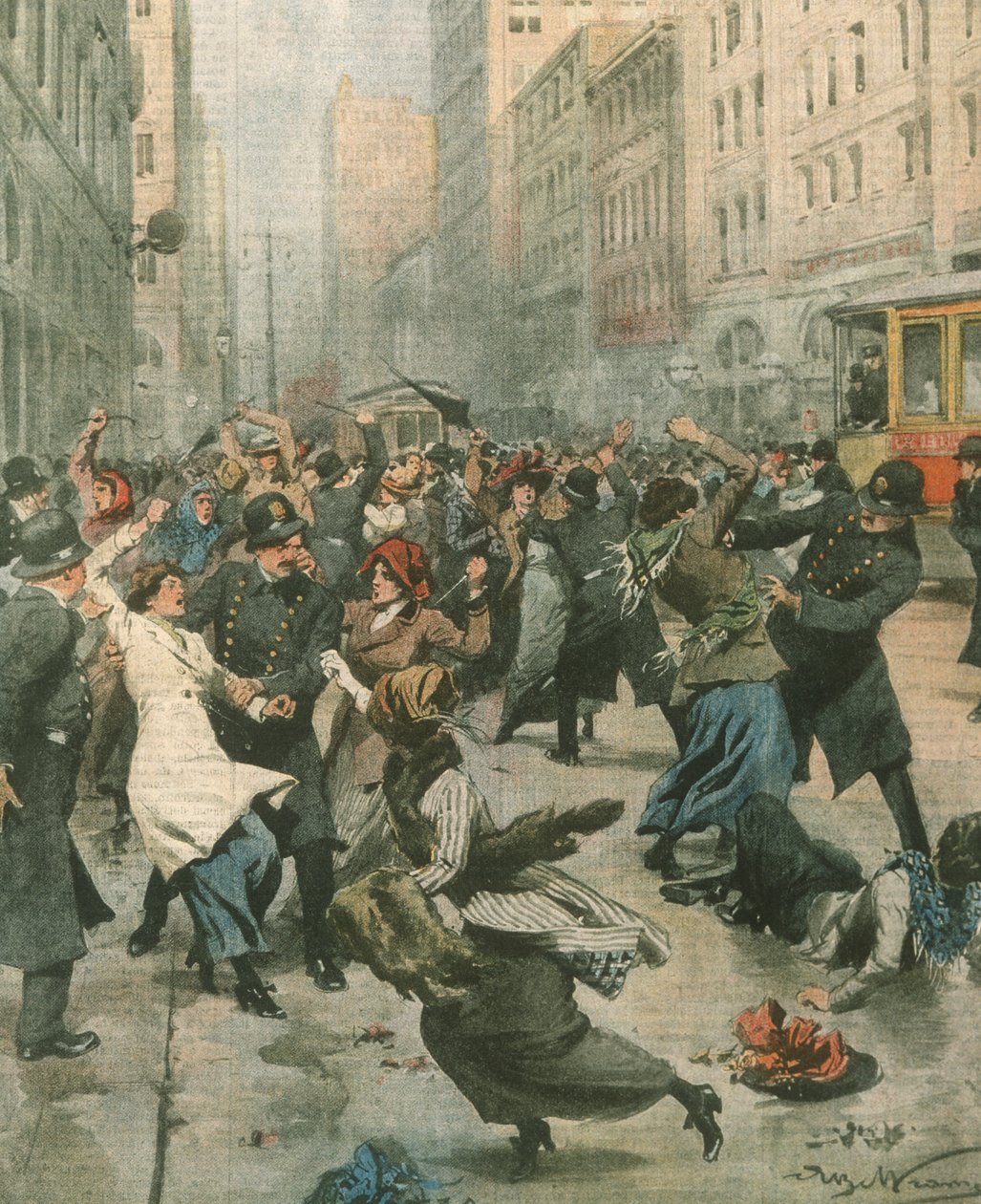Cover illustration of women protesting against unemployment in street; New York, USA بواسطة أخيل بيلترام