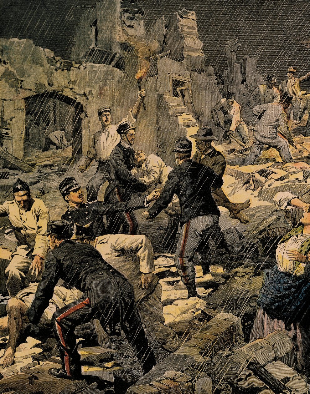 زلزال كالابريا ، بواسطة أخيل بلترام (1871-1945) ، من لا دومينيكا ديل كوريير بواسطة أخيل بيلترام