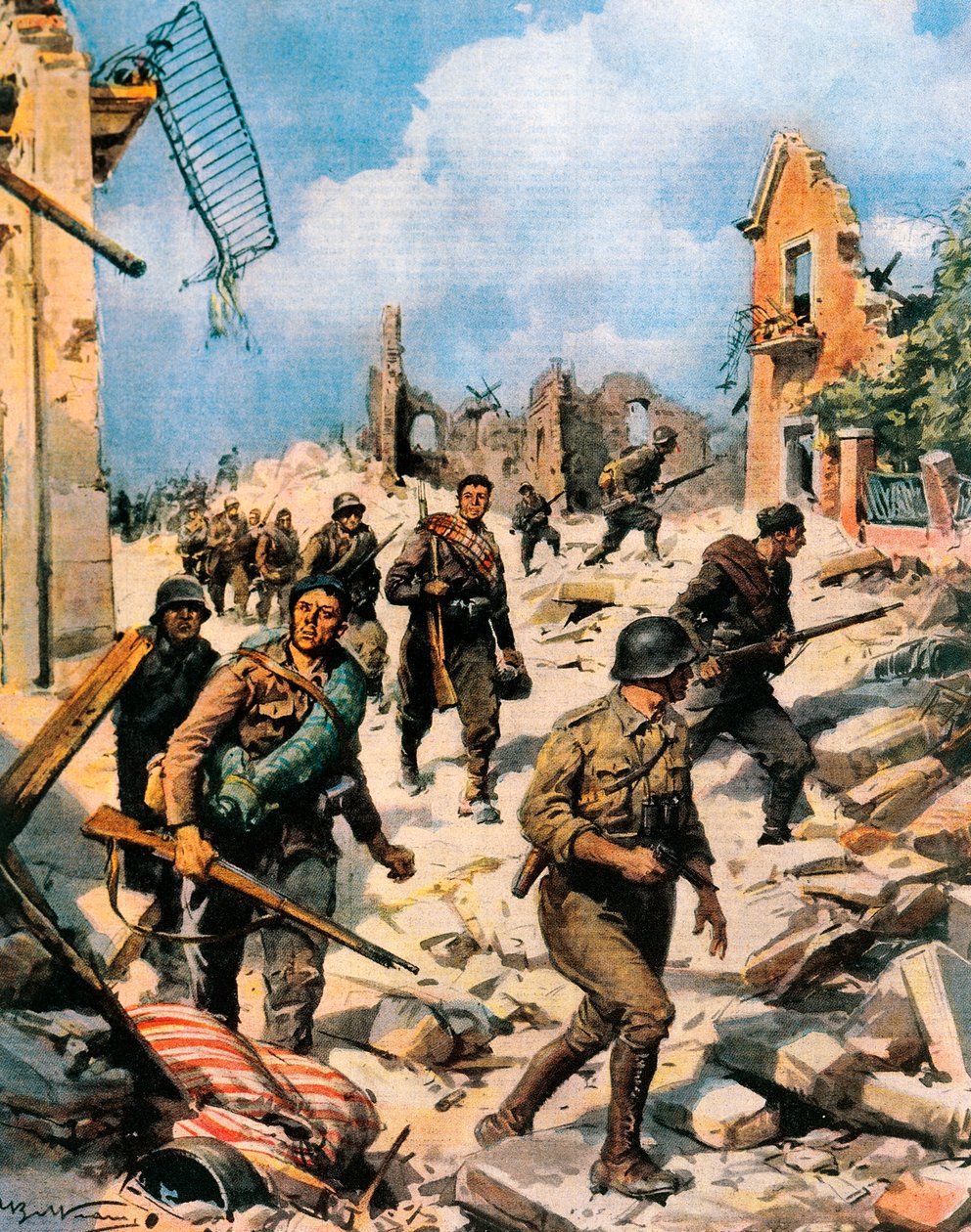 القتال في تيرويل خلال الحرب الأهلية الإسبانية ، أخيل بيلترام (1871-1945) من لا دومينيكا ديل كوريير بواسطة أخيل بيلترام