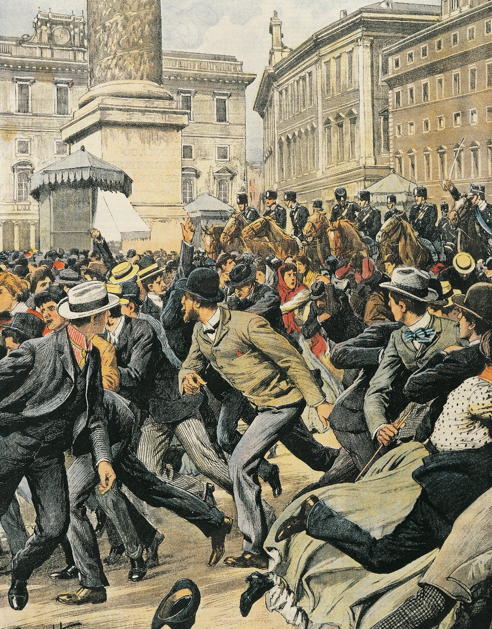 إضراب العمال العام في روما ، بواسطة Achille Beltrame ، رسم توضيحي ، الرسام Achille Beltrame (1871-1945) ، من La Domenica del Corriere بواسطة أخيل بيلترام