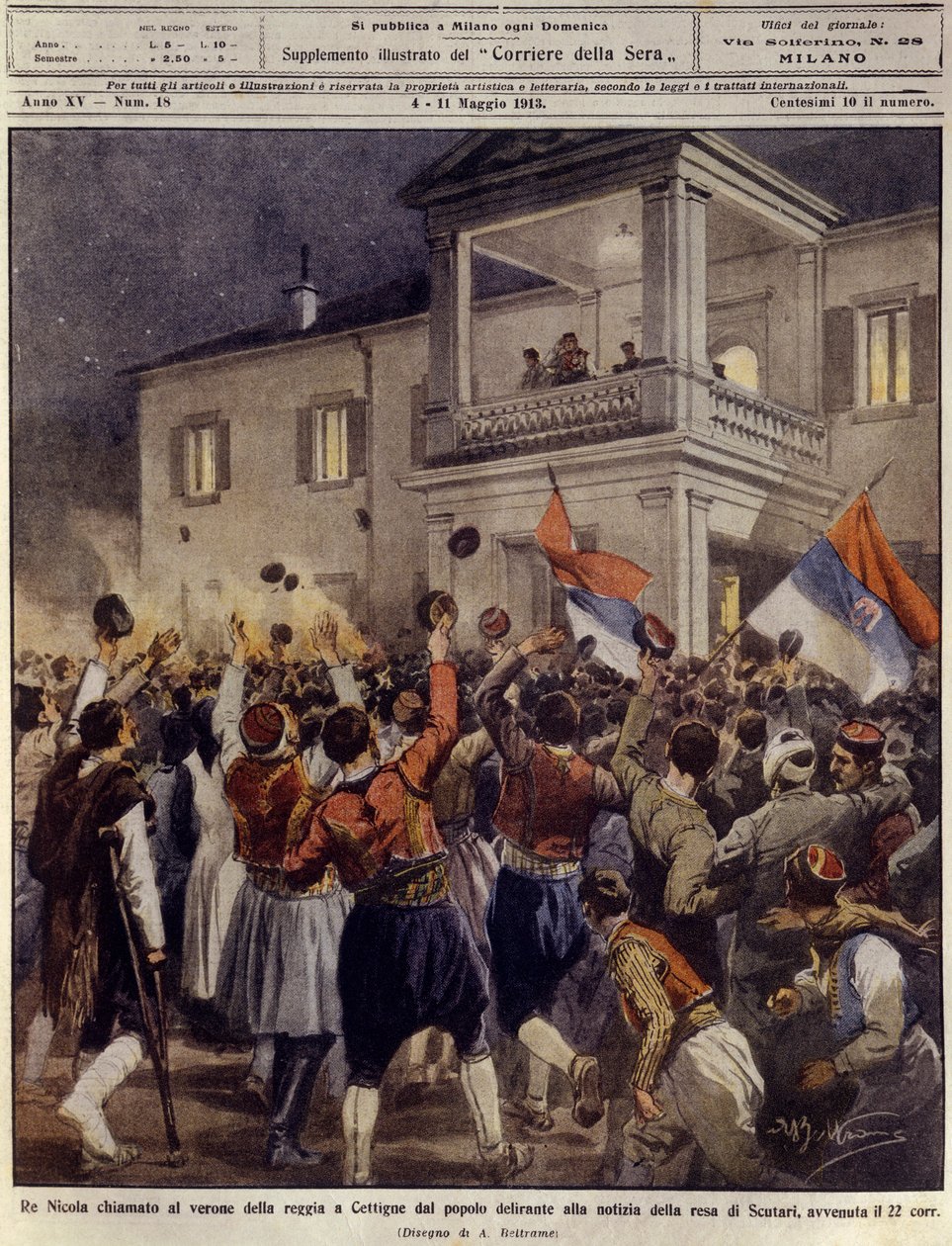 King Nicholas I of Montenegro before a crowd at Cettigne after the surrender of the city of Shkoder, May 4 بواسطة أخيل بيلترام