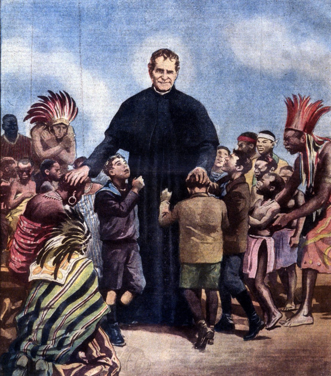 القديس يوحنا بوسكو. جيوفاني بوسكو ، المعروف أيضًا باسم الكاهن الإيطالي دون بوسكو (1815-1888). رسم توضيحي لأخيل بيلتريم بواسطة أخيل بيلترام