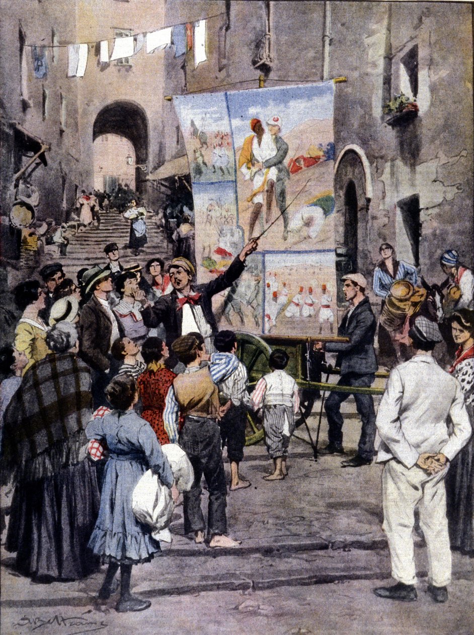 The Poesy of War: أحدث الأغاني الشعبية المستوحاة من الحرب الليبية يغنيها فنانو الشوارع في شوارع نابولي. إيل. دي بلترام. لا دومينيكا ديل كوريير. 1912 بواسطة أخيل بيلترام
