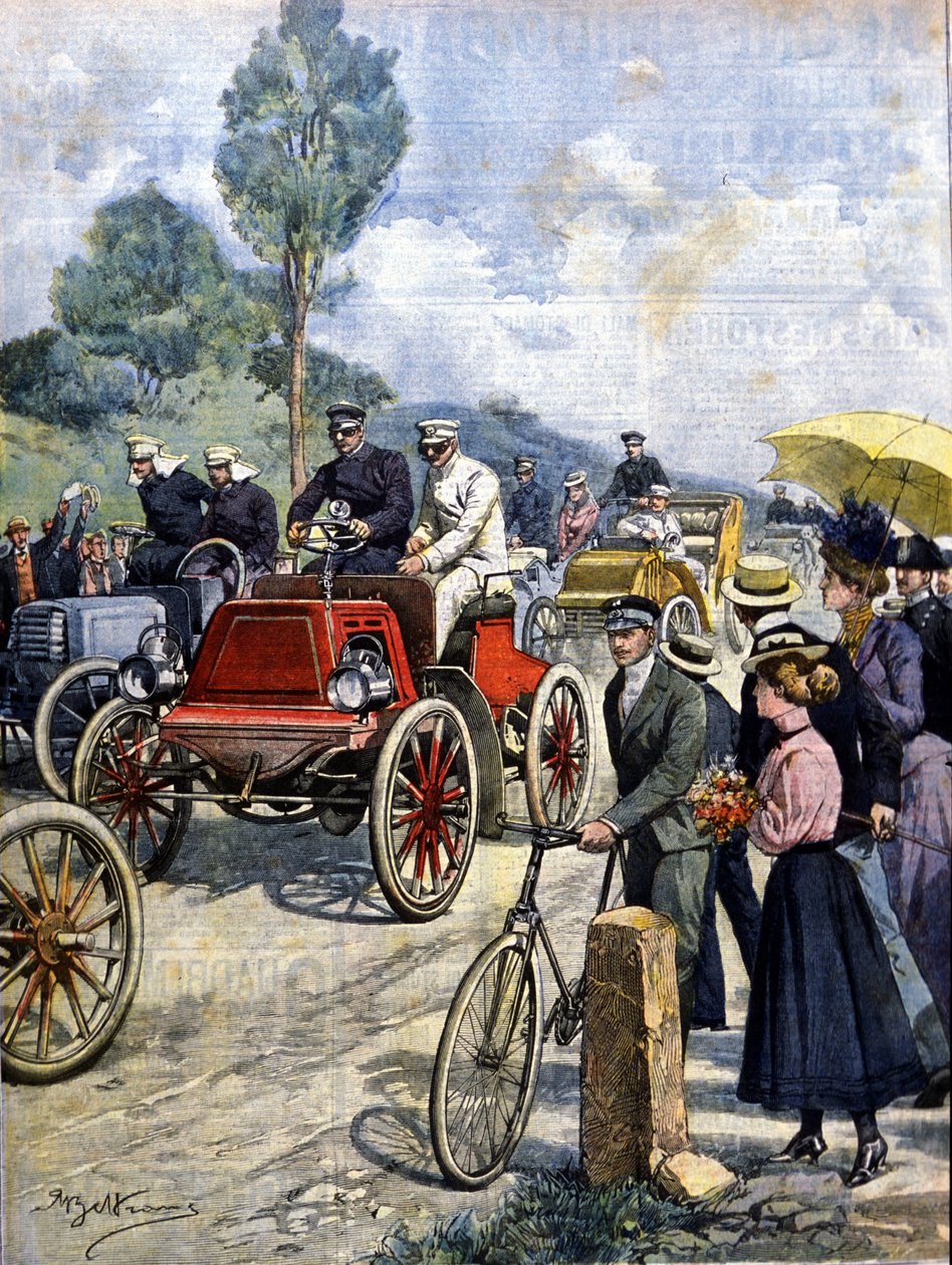 الجولة الأولى من إيطاليا بالسيارة في عام 1901 التوضيح من قبل أخيل بيلترام بواسطة أخيل بيلترام