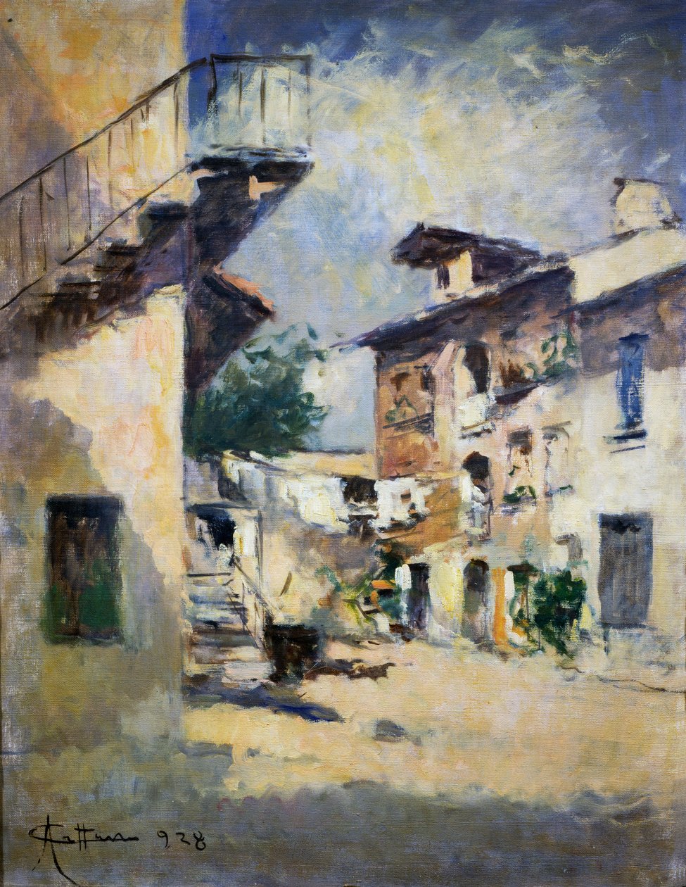 الجزء الداخلي من الفناء الريفي، من تصميم أشيل كاتانيو (1872-1931). إيطاليا، القرن العشرين. بواسطة أخيل كاتانيو