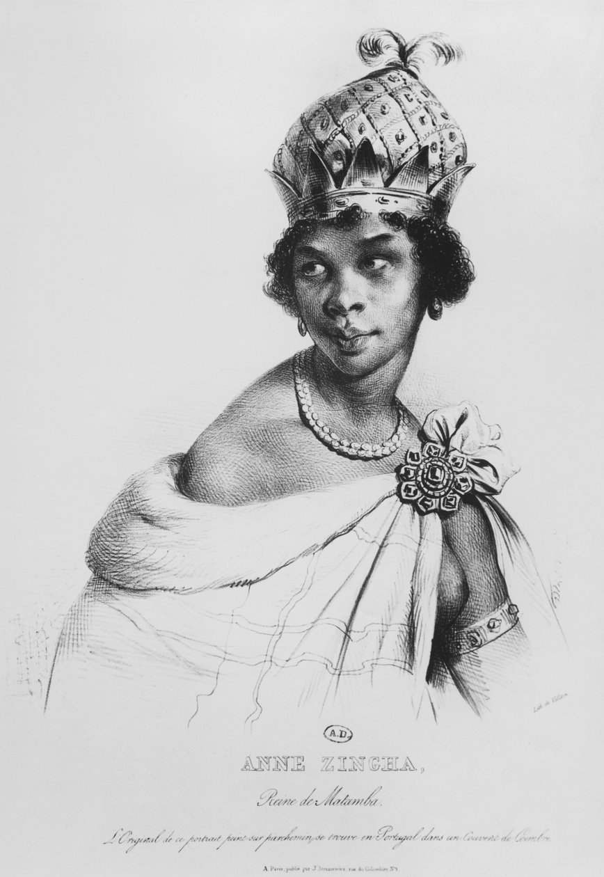 آن زينغا ، ملكة ماتامبا ، طبعها Fancois le Villain ، c.1830 بواسطة أخيل ديفيريا