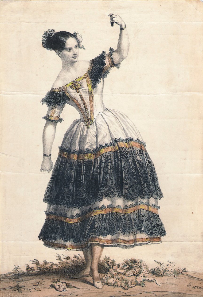 فاني إسلر مثل فلوريندا في رقص La Cachucha باليه Le Diable boiteux ، 1836 بواسطة أخيل ديفيريا