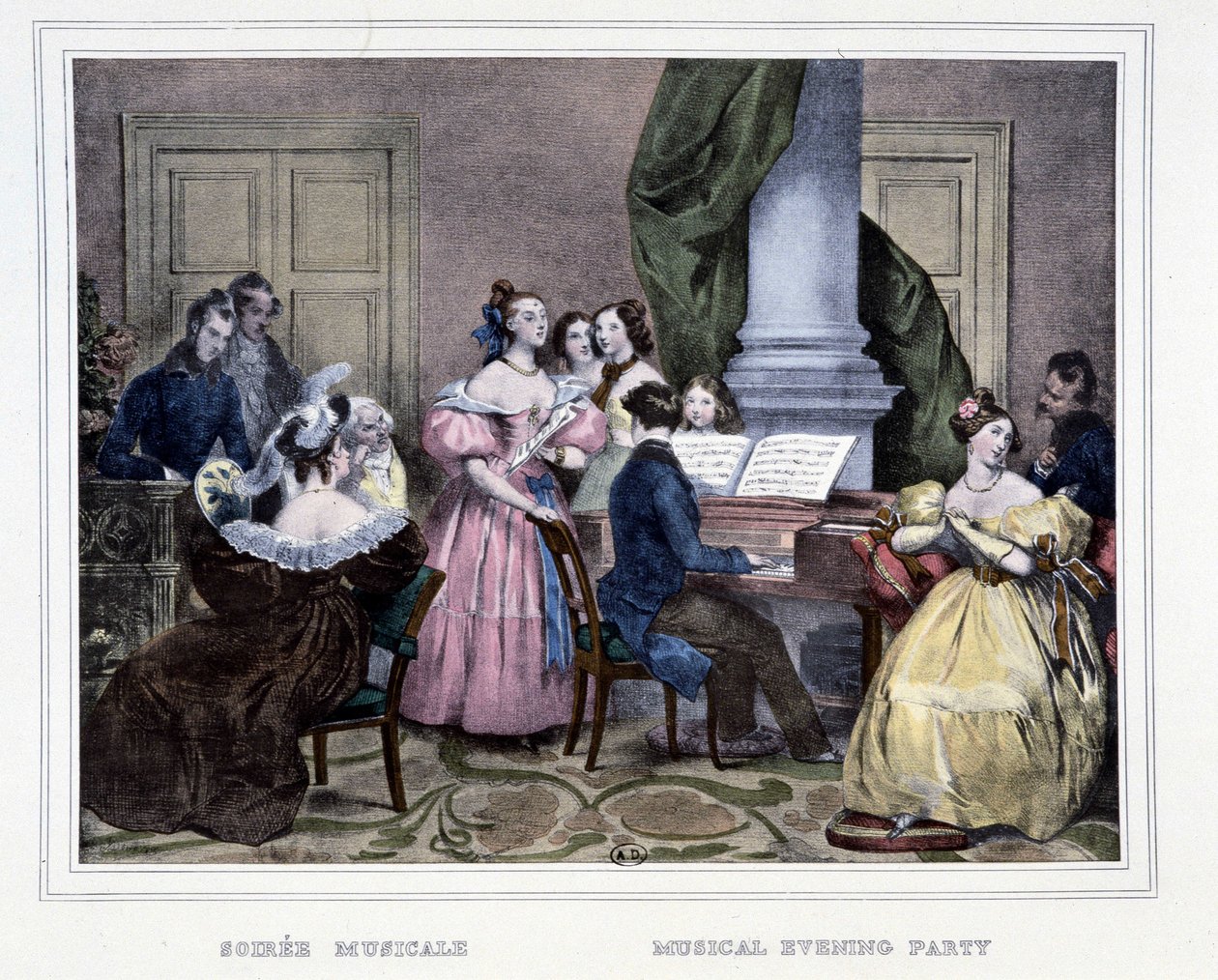 أمسية موسيقية حول البيانو - في "" Les heures de la Parisienne "لـ Achille Deveria بواسطة أخيل ديفيريا