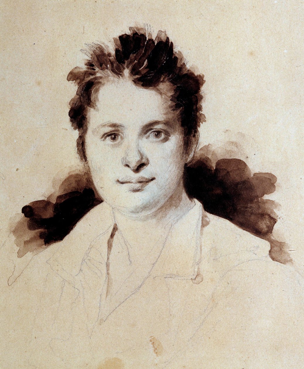 صورة للكاتب الفرنسي أونوريه دي بلزاك (1799-1850) رسم شاب رسمها أخيل ديفيريا (1800-1857) القرن التاسع عشر. شانتيلي ، متحف كوندي. كول. لوفينجول. تصريح التقدم إلى معهد فرنسا بواسطة أخيل ديفيريا