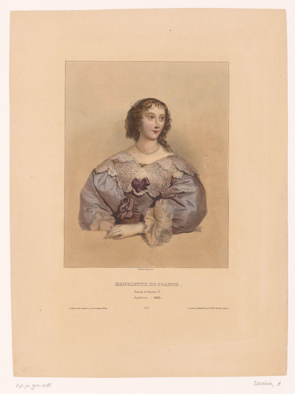 صورة هنريتا ماريا من فرنسا Henriette de France ، femme de Charles 1er (العنوان على الكائن) نماذج الرسامين المشهورين (عنوان السلسلة) بواسطة أخيل ديفيريا