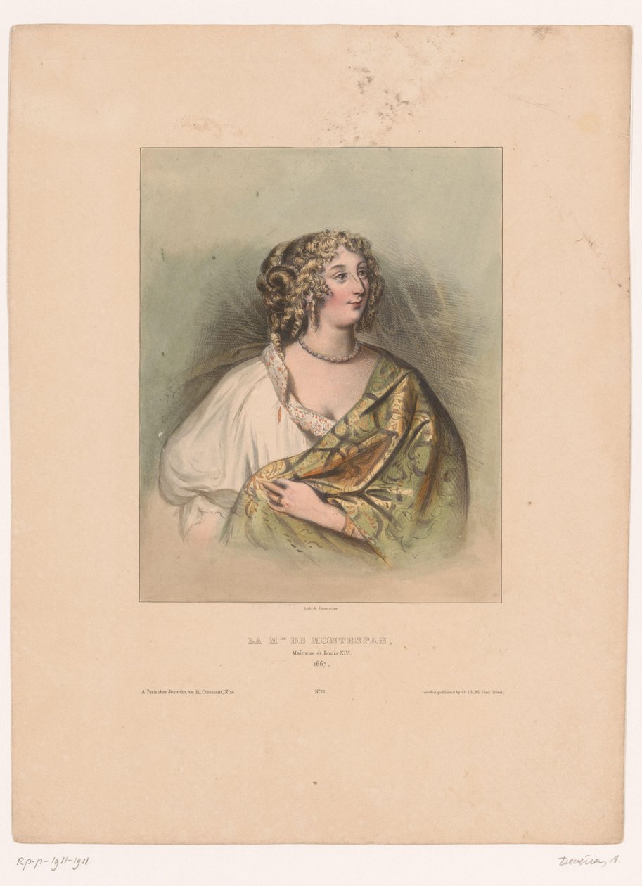 صورة مدام دي مونتيسبان La M.ise de Montespan ، عشيقة لويس الرابع عشر ، 1667 (العنوان على الكائن) نساء مشهورات (عنوان المسلسل) بواسطة أخيل ديفيريا
