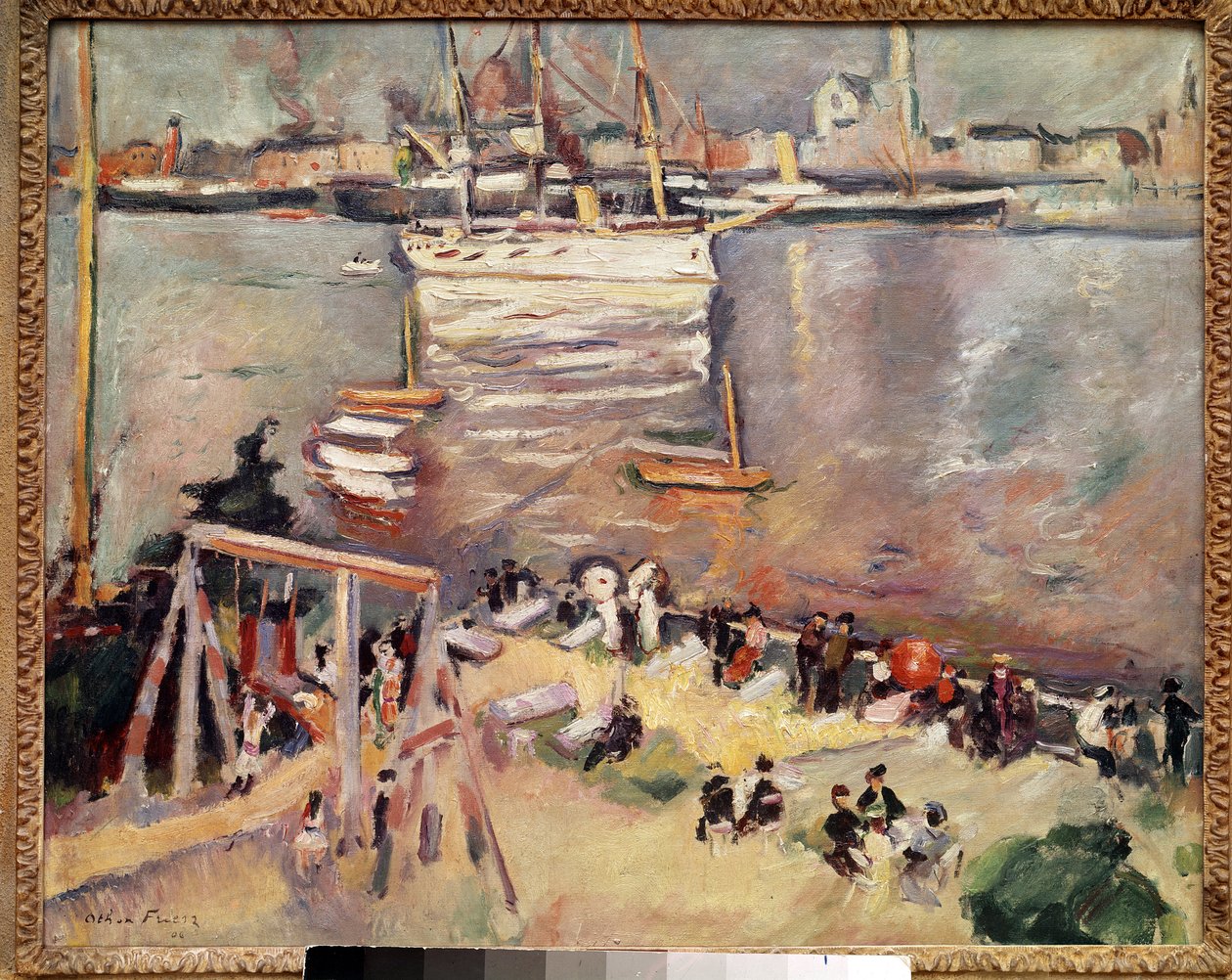 دخول كورفيت في ميناء أنتويرب لوحة لأثون فريزز (1879-1949) 1906 مجموعة خاصة بواسطة أشيل إميل أوثون فريزز