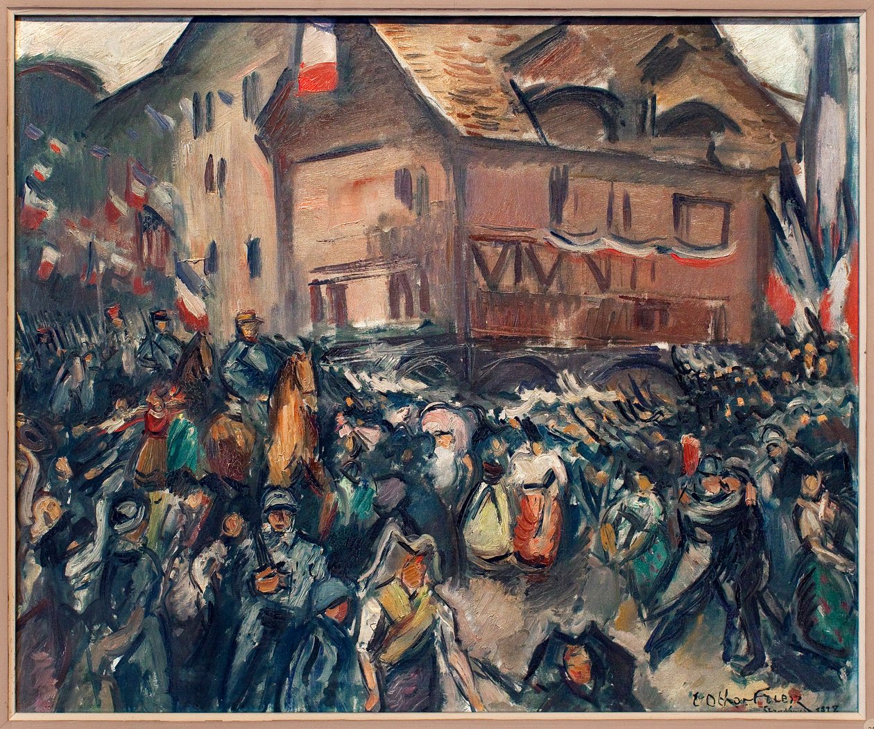 دخول القوات الفرنسية إلى ستراسبورغ (باس رين ، فرنسا) ، 22 نوفمبر 1918. لوحة رسمها إميل أوثون فريزز (1879-1949) ، زيت على قماش بواسطة أشيل إميل أوثون فريزز