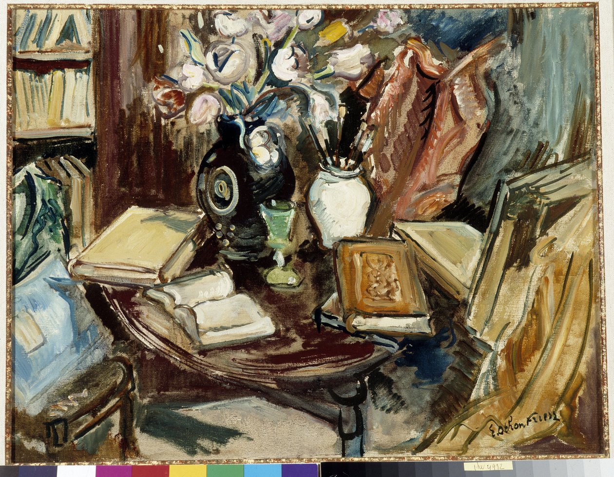 ركن المكتبة في ورشة الرسم دأشيل إميل (أخيل إميل) أوثون فريزز (1879-1949) القرن العشرين إشارة إلزامية: مؤسسة المجموعة بخصوص دي بروفانس ، مرسيليا بواسطة أشيل إميل أوثون فريزز