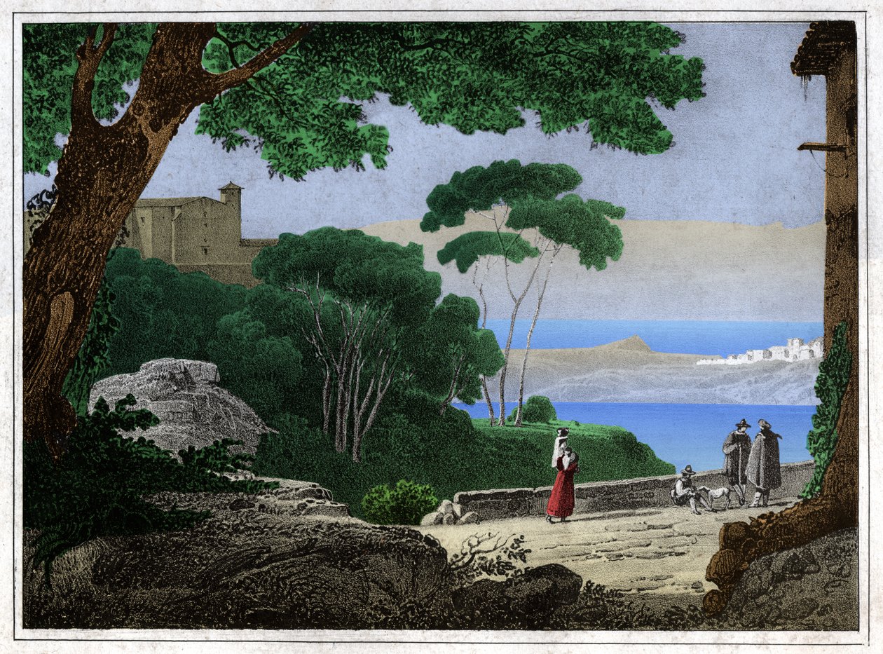 بحيرة ألبانو. (نقش ، حوالي 1820) بواسطة أشيل إتنا ميشالون