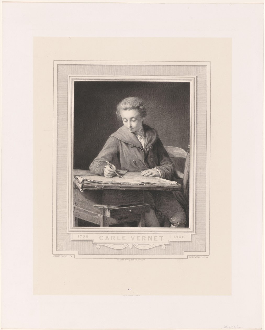 صورة لكارل فيرنيه Carle Vernet (العنوان على الكائن) بواسطة أشيل جاكيه