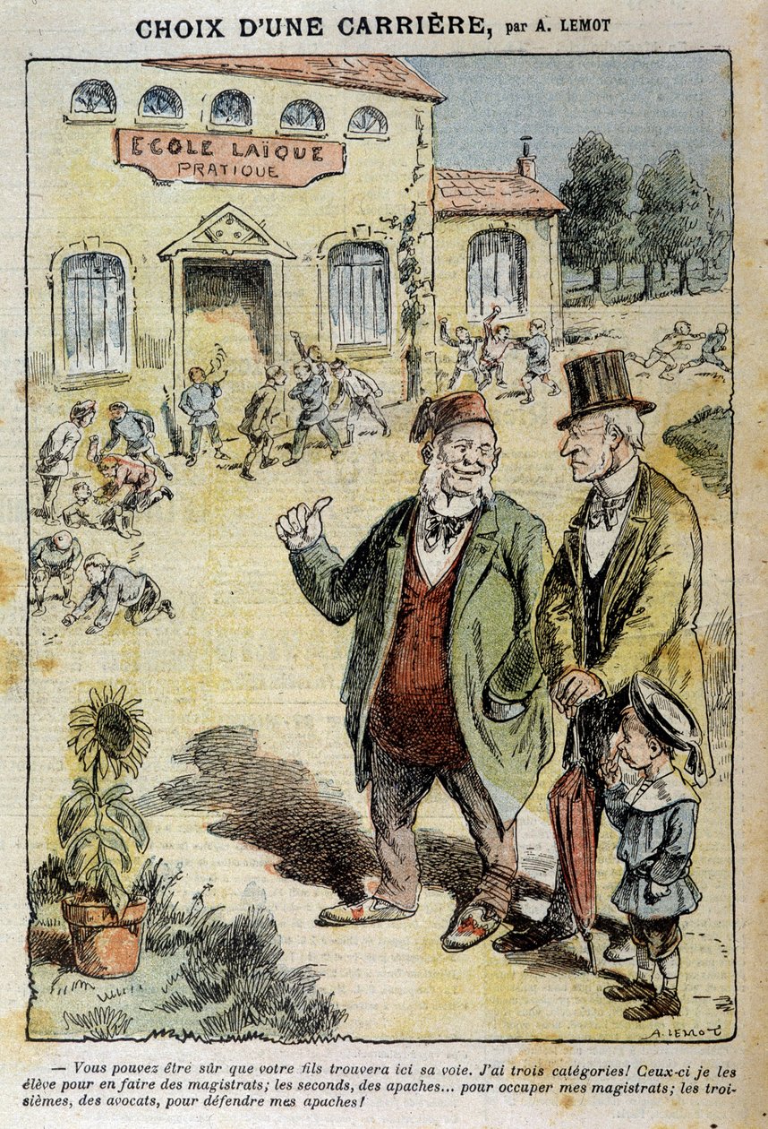 اختيار مهنة: كارتون في مدرسة Laique - لأخيل ليموت (1846-1909) ، في "" Le Pelerin "" في 04/04/1909 بواسطة أشيل ليموت