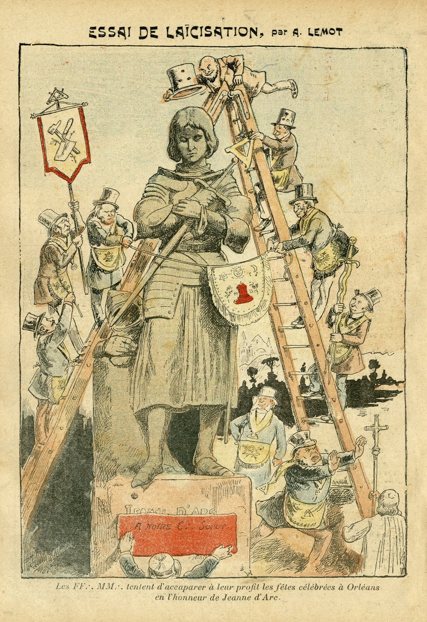 رسم توضيحي لأخيل ليموت (1846-1909) في لو بيليرين ، 05/05/07 - مقال العلمنة - صناعة Freemaconism ، إيمان الدين ، الكاثوليكية - العلمانية - جان دارك - تغيير المقياس بواسطة أشيل ليموت