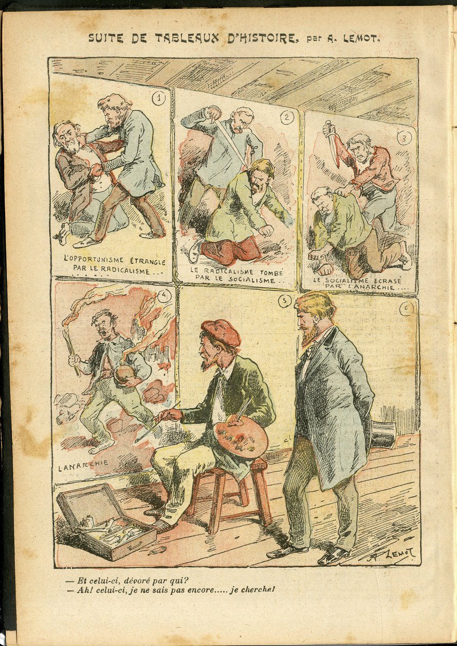 Illustration by Achille Lemot (1846-1909) in Le Pelerin, 20/05/06 - Suite of historical paintings - Anarchist Anarchism, Radicalism, Art, Revolution, Opportunism, Insecurite, Socialism - Painters artists بواسطة أشيل ليموت