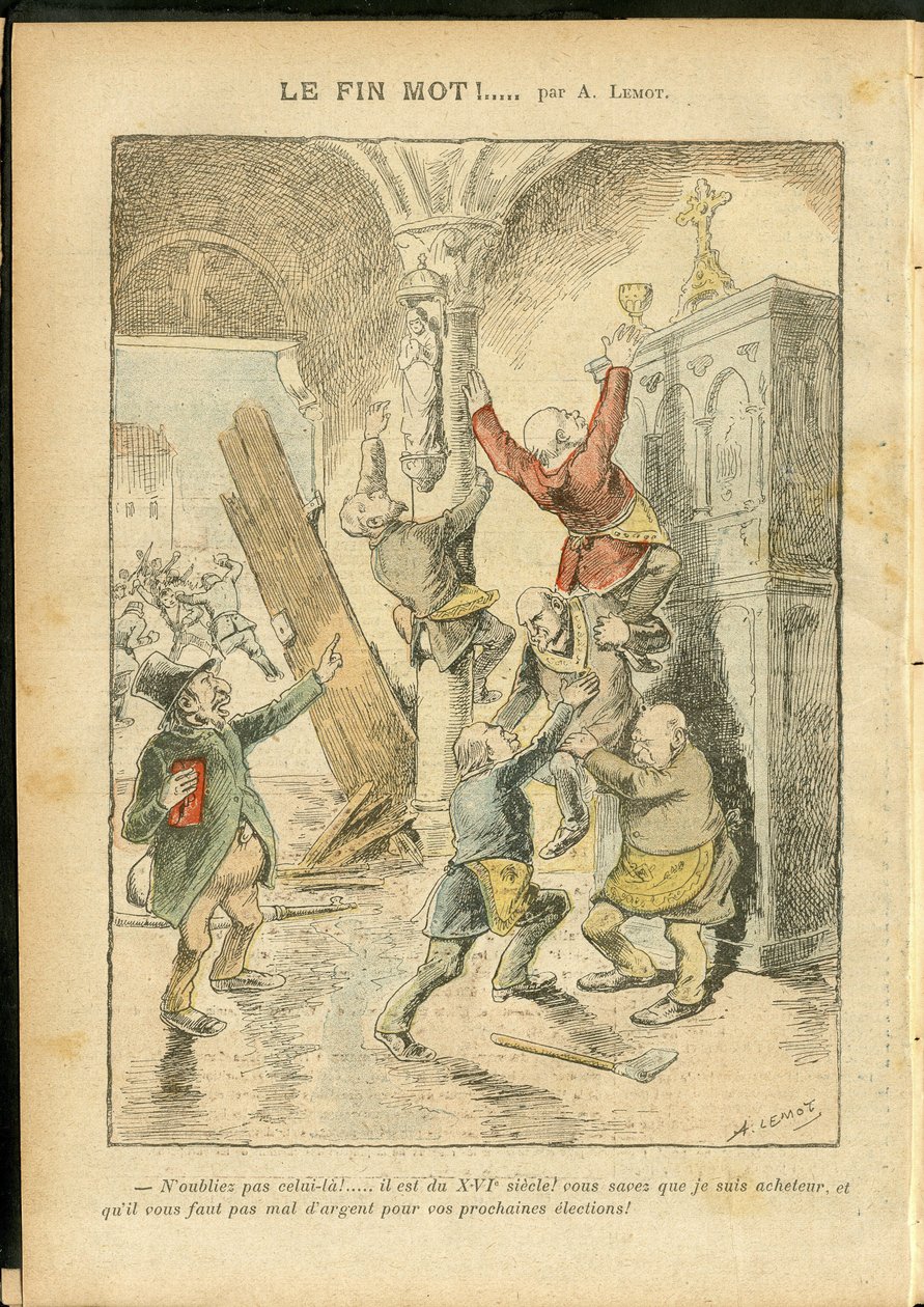 Illustration of Achille Lemot (1846-1909) in Le Pelerin, 25/02/06 - Antisemitism, Religion Faith, Catholic Catholicism - Separation of Church and State, Inventories/Reactions to Inventories - Jew بواسطة أشيل ليموت