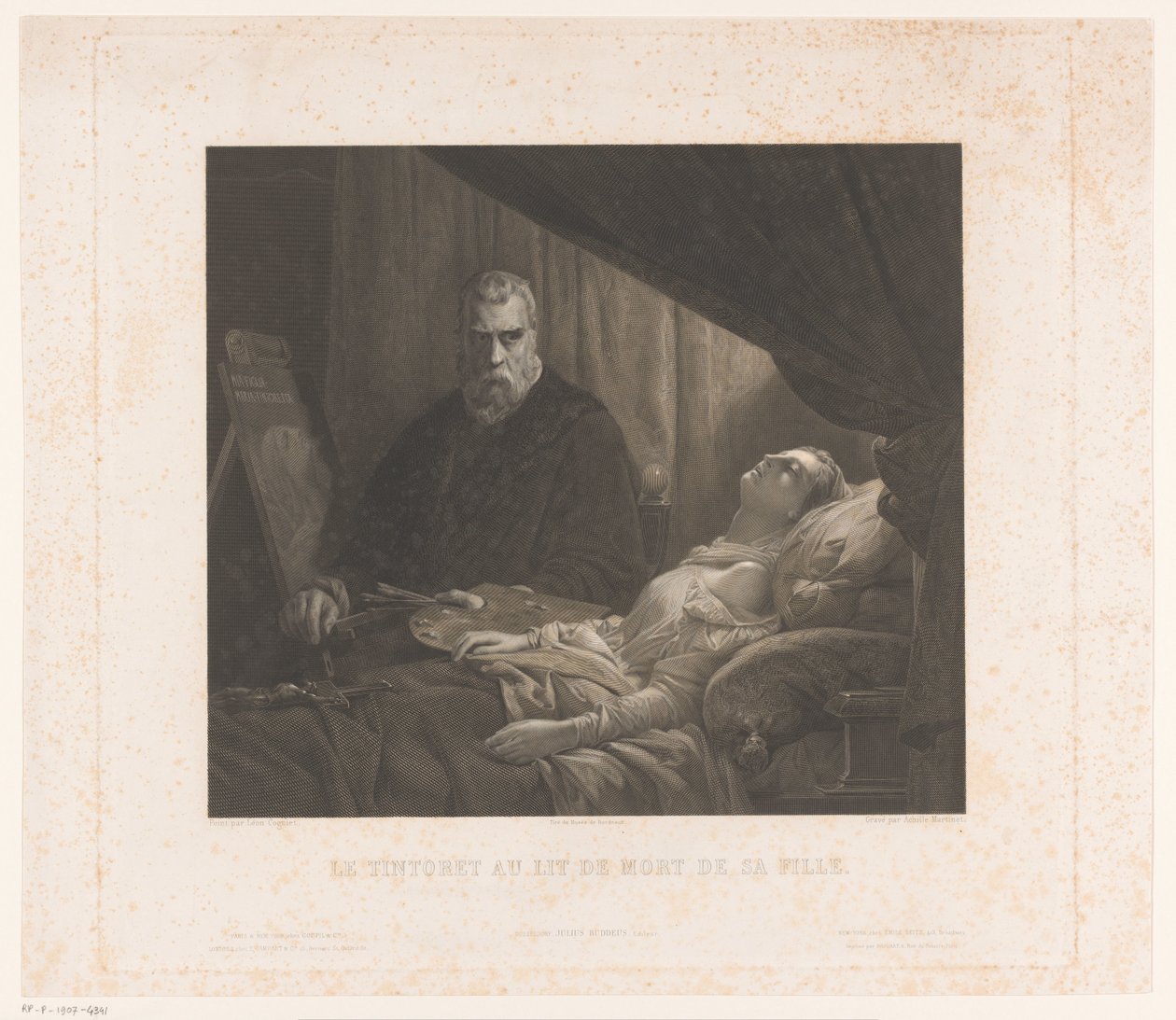 يصور Il Tintoretto ابنته على فراش الموت Le Tintoret au lit de mort de sa fille (العنوان على الكائن) بواسطة أخيل لويس مارتينيت
