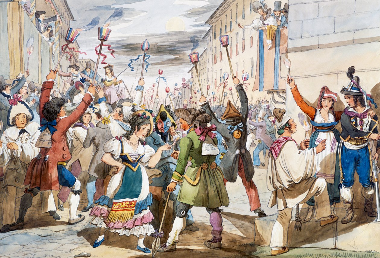Last day of Carnival in Rome with moccoletti candles بواسطة أخيل بينيلي