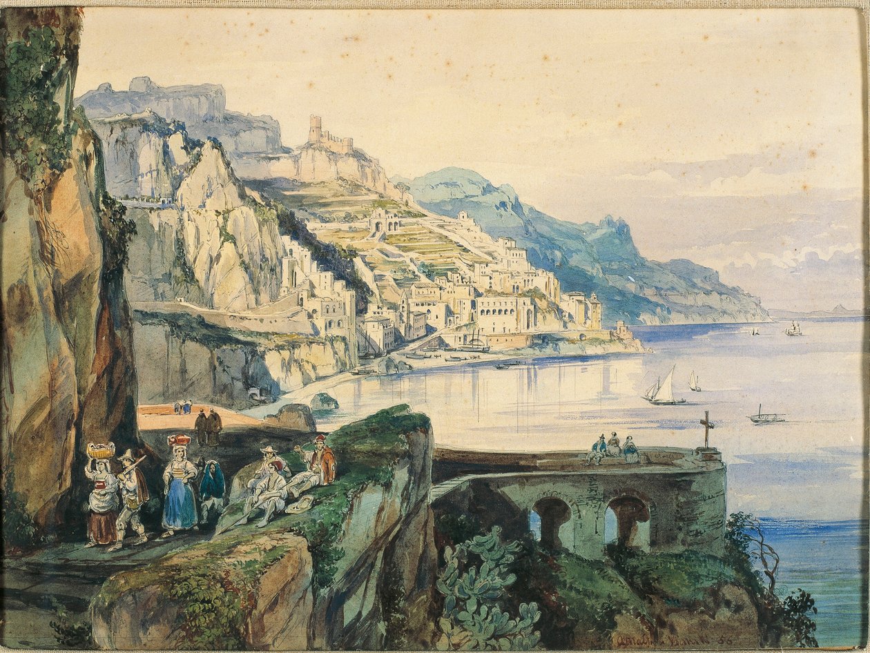 Italy, View of Amalfi (watercolor on paper) بواسطة أخيل فيانيلي