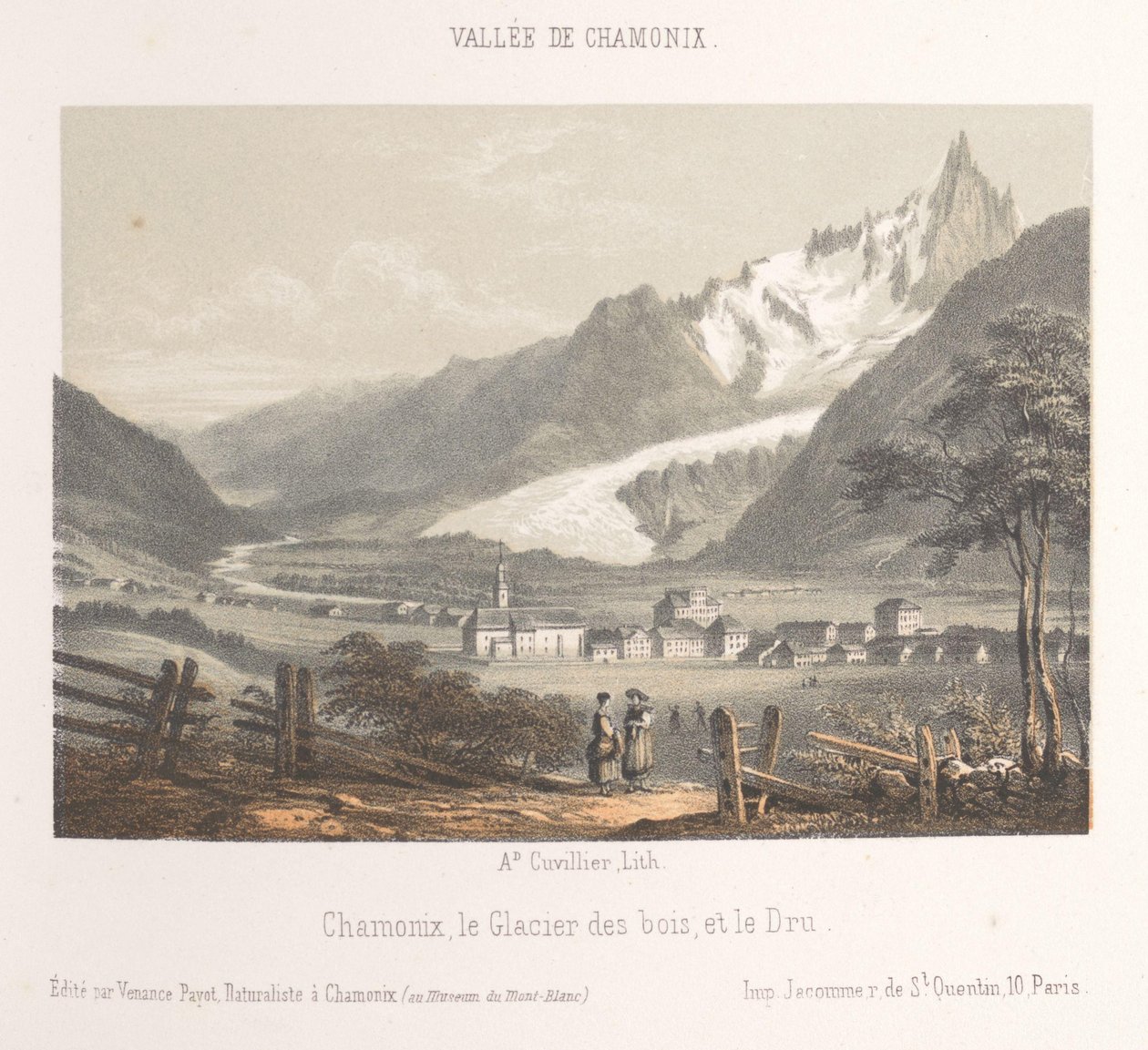 منظر لـ Aiguille de Bionnassay مع النهر الجليدي Aiguille et Glacier de Bionnassay (العنوان على الكائن) ذكرى شاموني مونت بلانك (عنوان المسلسل) متحف دو مونت بلانك (عنوان السلسلة على الكائن) بواسطة ميلادي. كوفيلييه