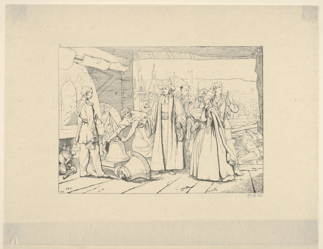 عرض أجراس ليتم إلقاؤها في المدفع من نقش الحرب الكونفدرالية ، 1861-1863. بواسطة أدالبرت جون فولك