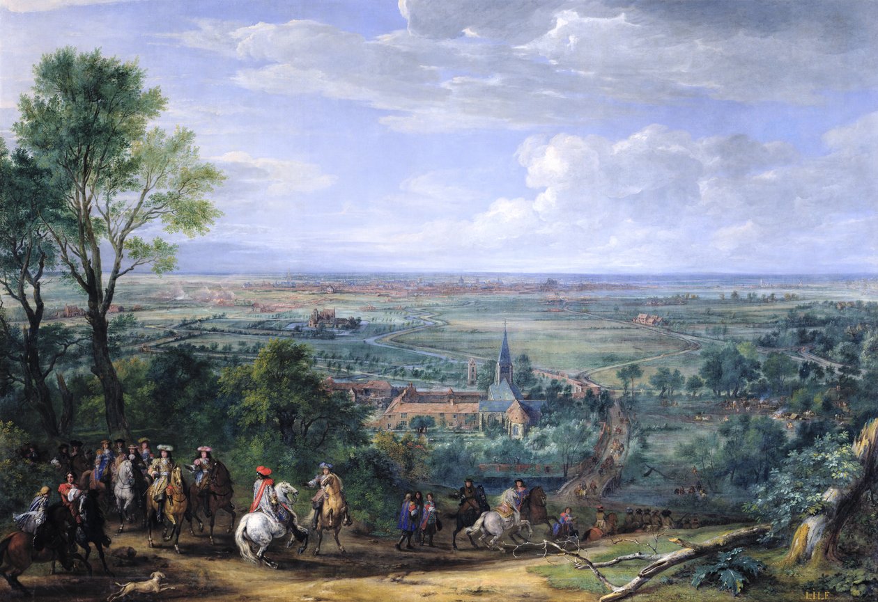 لويس الرابع عشر (1638-1715) في حصار ليل المواجهة لدير الخمسة ، أغسطس 1667 ، c.1685 بواسطة Adam Frans van der Meulen