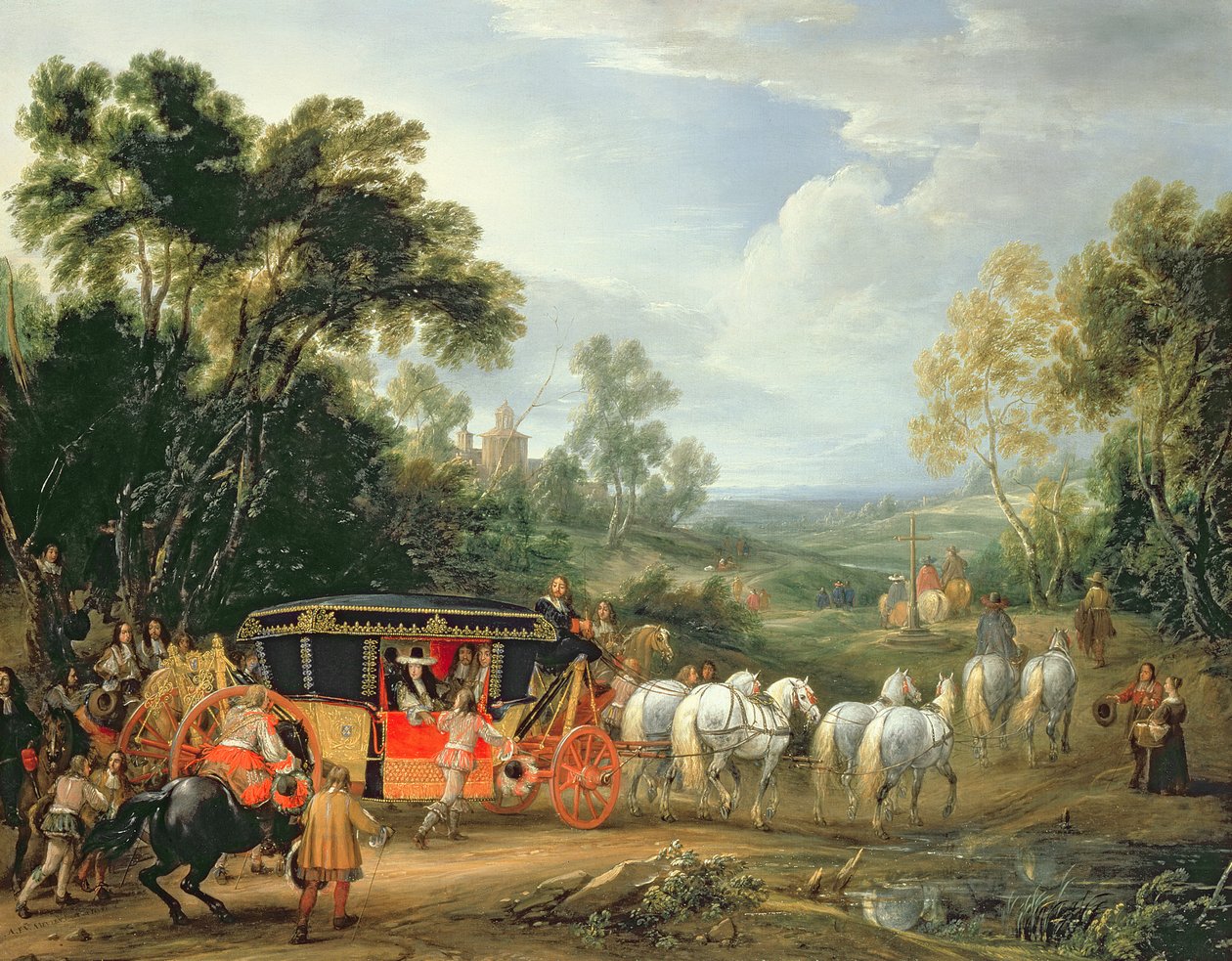 لويس الرابع عشر (1638-1715) في مدرب ولايته بواسطة Adam Frans van der Meulen