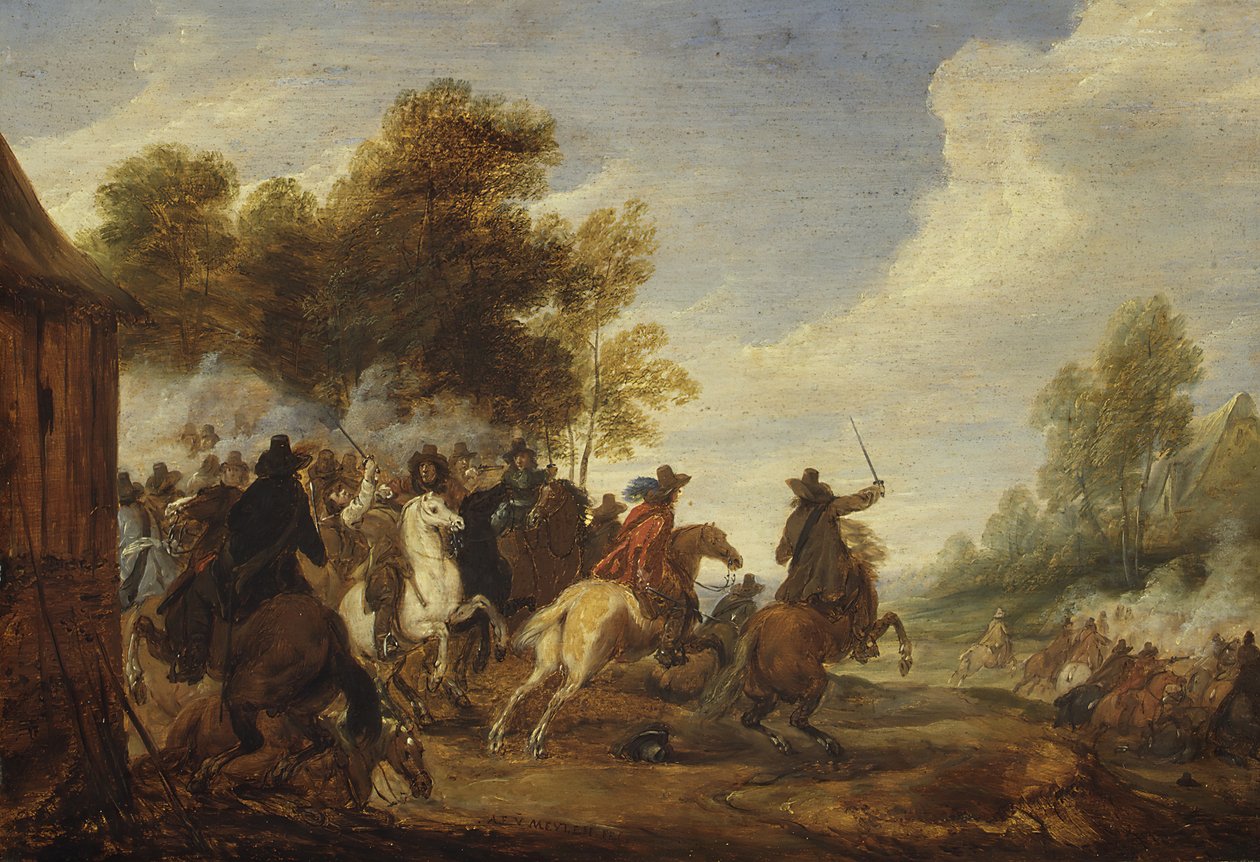 اشتباك الفرسان. بواسطة Adam Frans van der Meulen