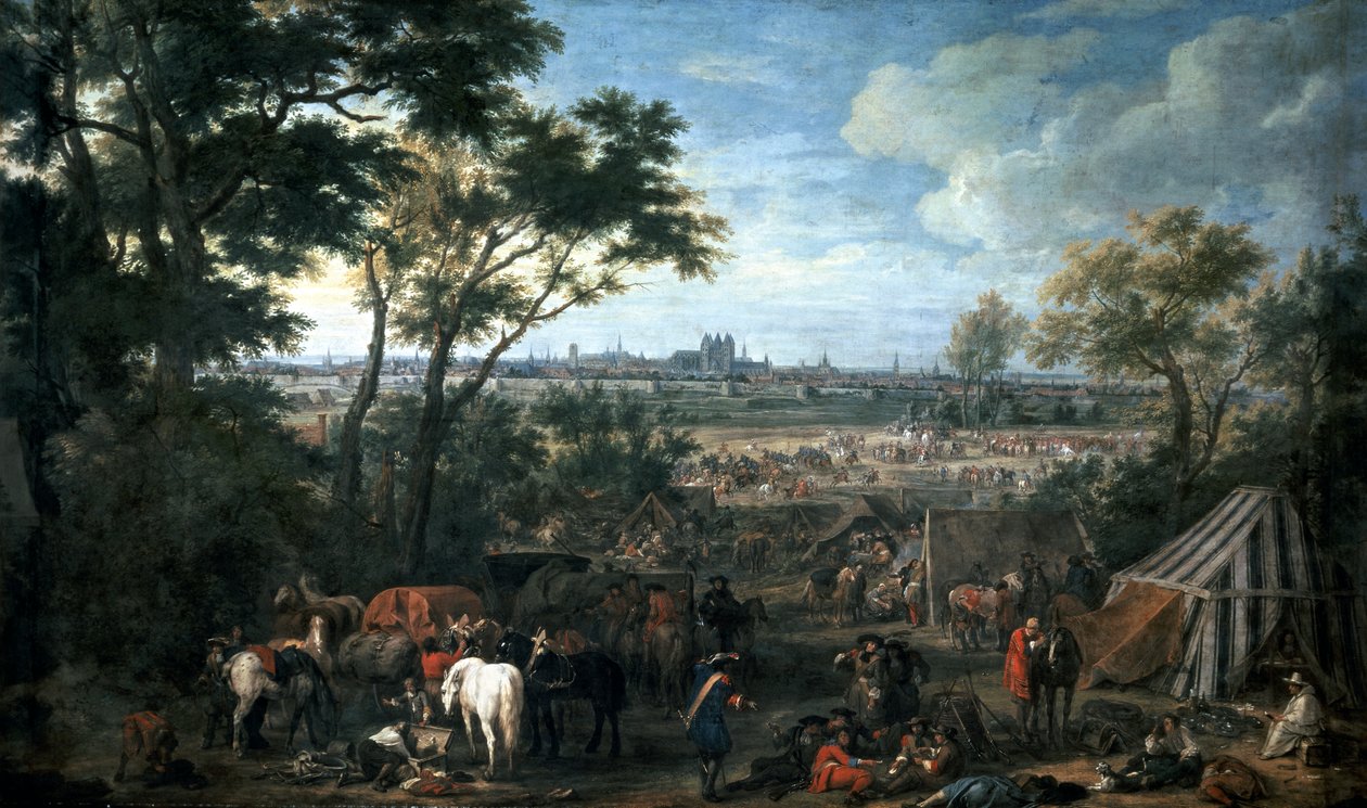 جيش لويس الرابع عشر يفرض الحصار على تورناي بواسطة آدم فرانس فان دير ميولين (1632-1690) وفرنسا وبلجيكا بواسطة Adam Frans van der Meulen
