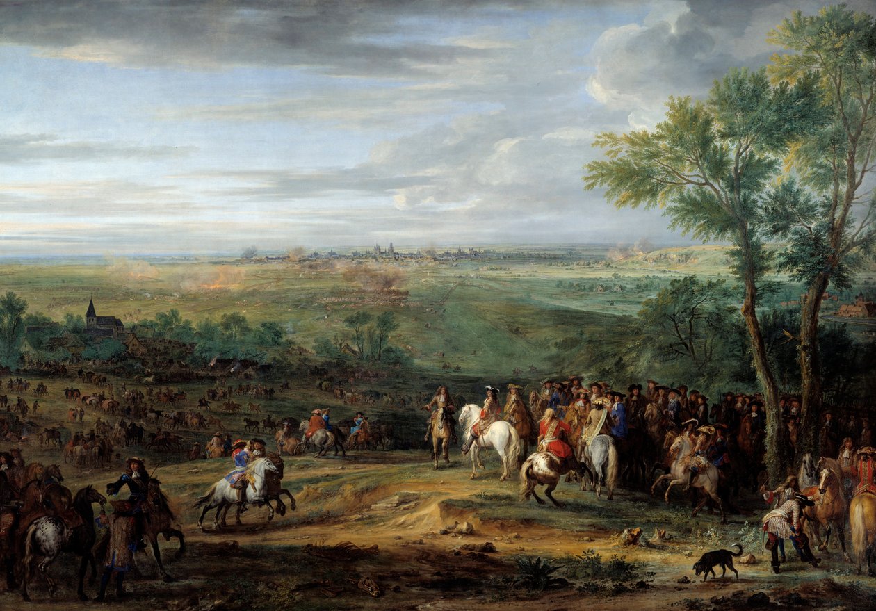 الوصول من Lous XIV إلى المعسكر أمام Maestricht (مدينة ماستريخت الحالية) في يونيو 1673. لوحة لآدم فرانسوا فان دير ميولين (1632-1690) بواسطة Adam Frans van der Meulen