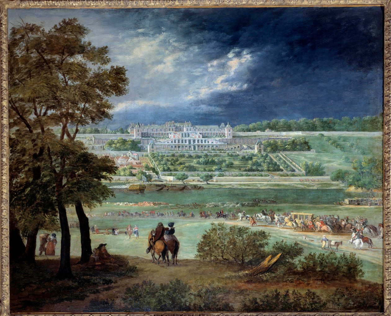 Le Chateau Neuf de Saint-Germain (Saint Germain en Laye) والحدائق ، أثناء إعادة بناء المدرجات اللوحة بواسطة Adam Van der Meulen (1632-1690) 1664-1665 Sun. 1.1x1.3 م باريس ، متحف كارنافالي بواسطة Adam Frans van der Meulen