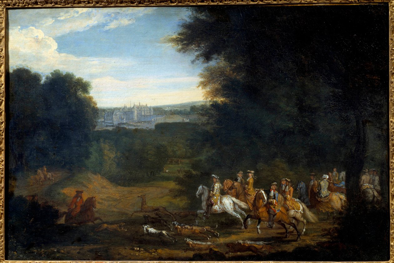 لويس الرابع عشر يصطاد. لوحة بواسطة آدم فرانسوا فان دير ميولين بواسطة Adam Frans van der Meulen
