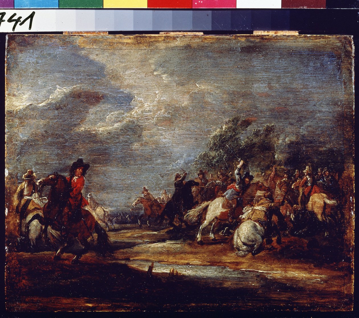 معركة. معركة. لوحة لآدم فرانس فان دير ميولين (1632-1690) ، حوالي 1660. زيت على خشب. الفن الفلمنكي ، على الطراز الباروكي. متحف بوشكين للفنون الجميلة ، موسكو بواسطة Adam Frans van der Meulen