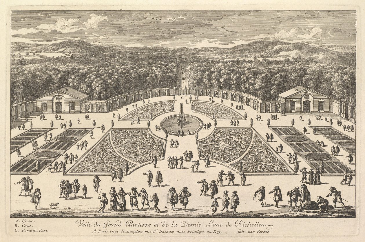 Veüe du Grand Parterre و Half Moon بواسطة Richelieu ، القرن السابع عشر. بواسطة آدم بيريل