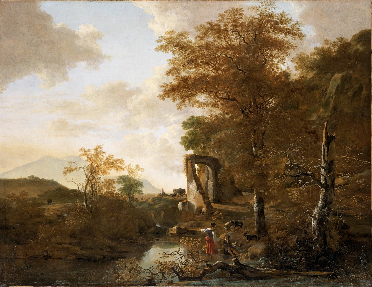 "منظر طبيعي ببوابة مقوسة" ، c1654 بواسطة آدم بيناكر